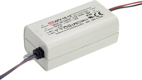 Mean Well APV-16-24 LED transzformátor Állandó feszültségű 16 W 0 - 0.67 A 24 V/DC Fényerő-szabályoz