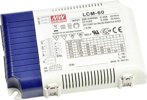 Mean Well LCM-60DA LED meghajtó Állandó áramú 60 W 0.5 - 1.4 A 2 - 90 V/DC Dimmelhető, PFC-áramkör,