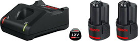 Bosch Professional GAL 12V-40 + 2x GBA 12V 2.0Ah 1600A019R8 Szerszámakku és töltő 12 V 2 Ah Lítiumio