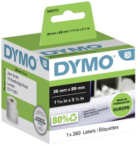 DYMO Etikett tekercs 1983172 1983172 89 x 36 mm Papír Fehér 260 db Véglegesen tapadó Csomagküldő eti