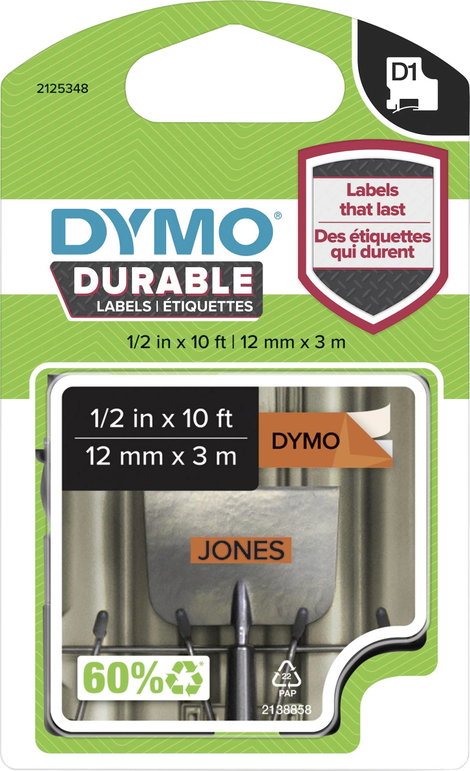 DYMO 1978367 Feliratozó szalag Vinyl Szalagszín: Narancs Szövegszín: Fekete 12 mm 3 m 4. kép