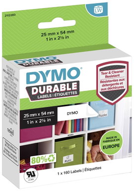 DYMO Etikett tekercs 54 x 25 mm Polipropilén fólia Fehér 160 db Véglegesen tapadó 2112283 Univerzáli
