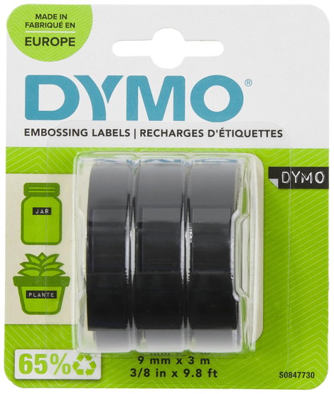 DYMO 3D Feliratozó szalag 3 részes készlet Szalagszín: Fekete Szövegszín: Fehér 9 mm 3 m 2. kép