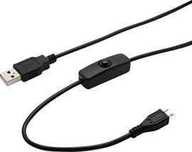 Joy-it USB kábel USB 2.0 USB-A dugó, USB mikro B dugó 1.50 m Fekete Be-/kikapcsolóval K-1470
