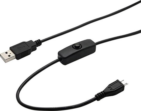 Joy-it USB kábel USB 2.0 USB-A dugó, USB mikro B dugó 1.50 m Fekete Be-/kikapcsolóval K-1470