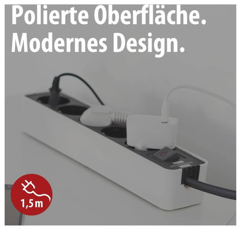 Brennenstuhl 1153250020 Elosztó kapcsolóval 5 részes Fehér, Fekete Védőérintkezős 1 db 2. kép