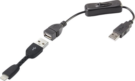 Renkforce USB kábel USB 2.0 USB-A dugó, Apple Lightning dugó 0.30 m Fekete Be-/kikapcsolóval, aranyo