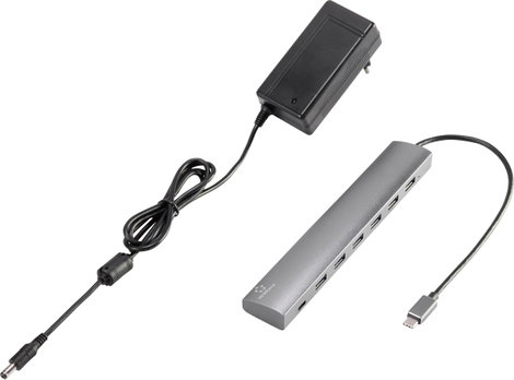 Renkforce 6+1 port USB 3.1 gen. 1 hub Pass-Through áramcsatlakozóval, Alumínium házzal Ezüst 5. kép