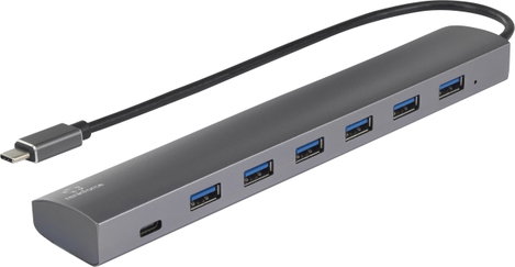 Renkforce 6+1 port USB 3.1 gen. 1 hub Pass-Through áramcsatlakozóval, Alumínium házzal Ezüst 6. kép