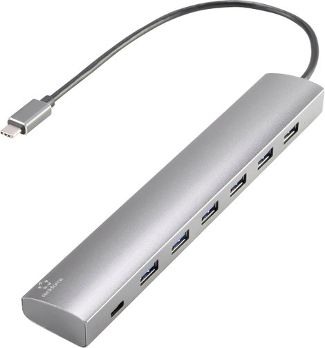 Renkforce 6+1 port USB 3.1 gen. 1 hub Pass-Through áramcsatlakozóval, Alumínium házzal Ezüst 7. kép