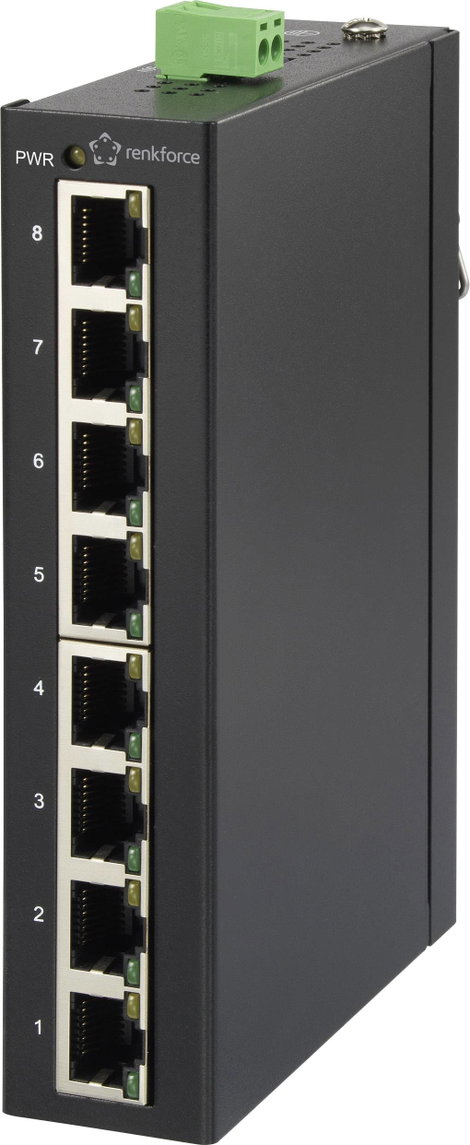 8 portos ipari Ethernet switch kalapsínre szereléshez, Renkforce FEH-800 RF-3394868 2. kép