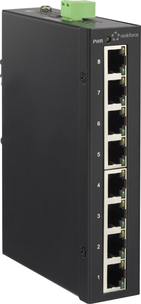 8 portos ipari Ethernet switch kalapsínre szereléshez, Renkforce FEH-800 RF-3394868 3. kép