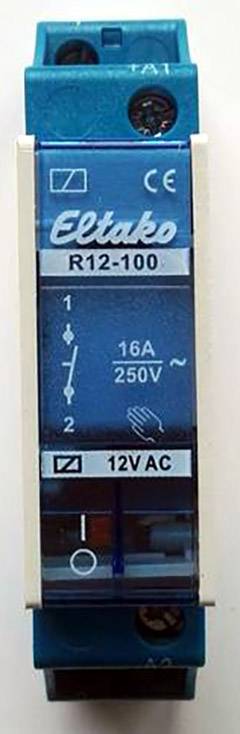 Eltako R12-100-12V Kapcsoló relé Névleges feszültség: 12 V Max. kapcsolási áram: 8 A 1 záró 1 db