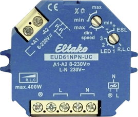 Eltako EUD61NPN-UC Falra szerelhető dimmer, Beépíthető dimmer Alkalmas fényforrásokhoz: Izzó, Energi