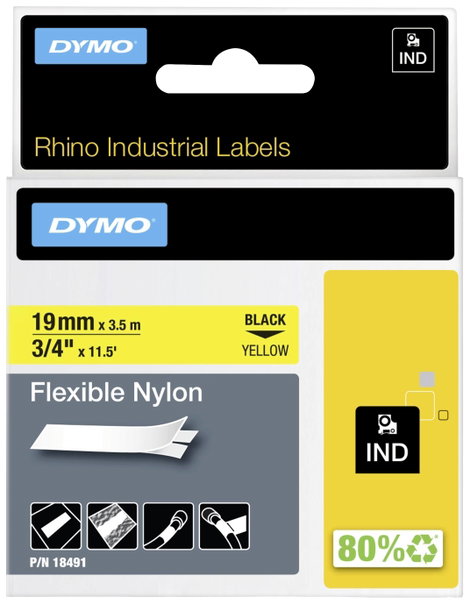 DYMO 18491 Feliratozó szalag Szalagszín: Sárga Szövegszín: Fekete 19 mm 3.5 m 2. kép