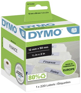 DYMO Etikett tekercs 99017 S0722460 50 x 12 mm Papír Fehér 220 db Véglegesen tapadó Függő regiszter 