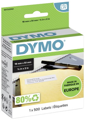 DYMO Etikett tekercs 11355 S0722550 19 x 51 mm Papír Fehér 500 db Véglegesen tapadó Univerzális etik