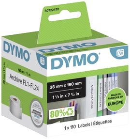 DYMO Etikett tekercs 99018 S0722470 38 x 190 mm Papír Fehér 110 db Véglegesen tapadó Mappa etikett