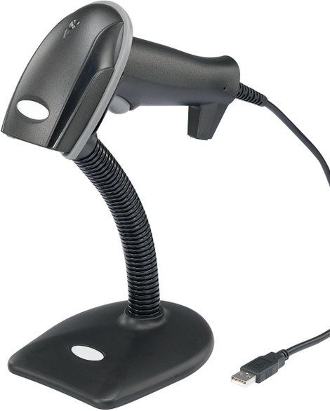 Renkforce LS6300E USB-Kit Vonalkód olvasó Vezetékes 1D Lézer Fekete Kézi szkenner USB
