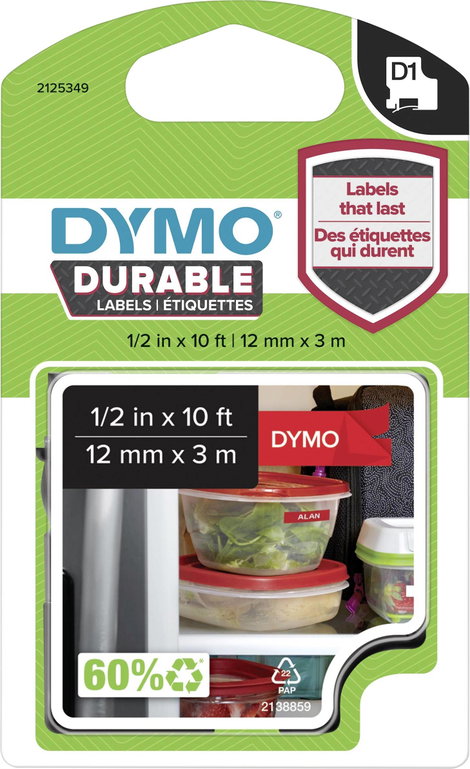 DYMO 1978366 Feliratozó szalag Vinyl Szalagszín: Piros Szövegszín: Fehér 12 mm 3 m 4. kép