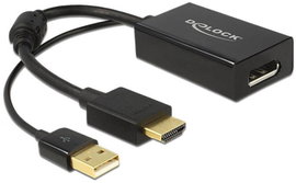 Delock 62667 HDMI / Kijelző csatlakozó Átalakító [1x HDMI dugó - 1x DisplayPort alj] Fekete aranyozo