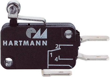 Görgős mikrokapcsoló 250 V/AC 16 A 1x BE/(BE) nyomó, Hartmann 04G01C06B01A