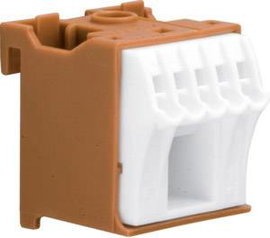 Hager KN06P Kapocstömb Barna, Fehér 6 pólusú 63 A 230 V