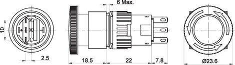 Vészkikapcsoló 250 V/AC 3 A 1 nyitó, 1 záró IP40 TRU COMPONENTS TC-LAS1-AY-11TS 3. kép