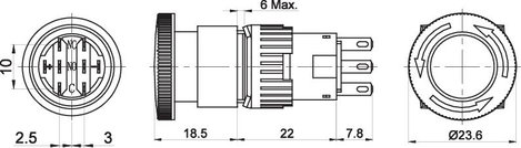 TRU COMPONENTS TC-LAS1-AY-22TS Vészkikapcsoló 250 V/AC 3 A 2 nitó, 2 záró IP40 1 db 3. kép