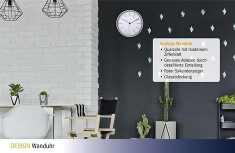 TFA Dostmann 60.3049.02 Kvarc Falióra 280 mm x 280 mm x 37 mm Fehér 4. kép