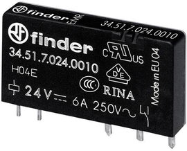 Finder 34.51.7.024.4010 Nyák relé 24 V/DC 6 A 1 váltó 1 db