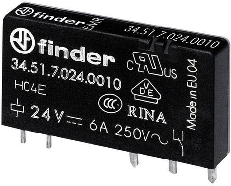 Finder 34.51.7.024.4010 Nyák relé 24 V/DC 6 A 1 váltó 1 db