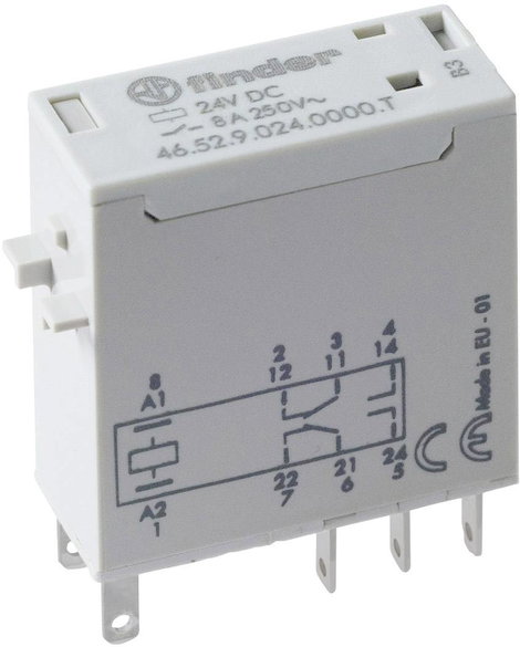 Finder 46.52.9.024.0000T Dugaszrelé 24 V/AC 8 A 2 váltó 1 db