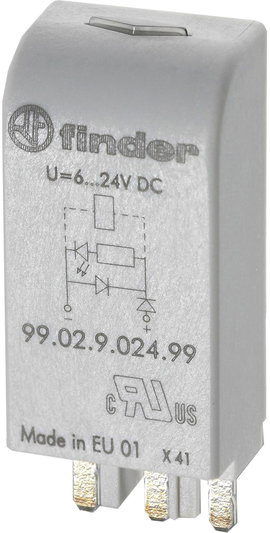 Finder Dugasz modul EMV zavarmentesítő kapcsolással, Diódával, LED-del 99.02.9.220.99 Fényszín (fény