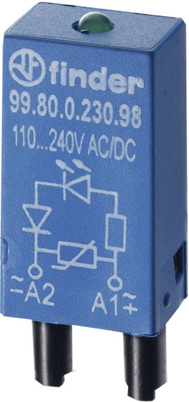 Finder Dugasz modul Szabadonfutó diódával, LED-del 99.80.9.220.99 Fényszín (fényforrás): Zöld 1 db