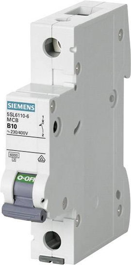 Siemens 5SL6110-7 Miniature circuit breaker 230/400 V 6 kA, 1-pole, C, 10 A Vezeték védőkapcsoló 1 p