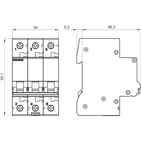 Siemens 5SL6332-7 Siemens Dig.Industr. Vezeték védőkapcsoló 3 pólusú 32 A 400 V 2. kép