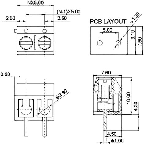 Degson DG301-5.0-03P-12 Csavaros kapocstömb 1.50 mm² Pólusszám 3 Kék 1 db 2. kép