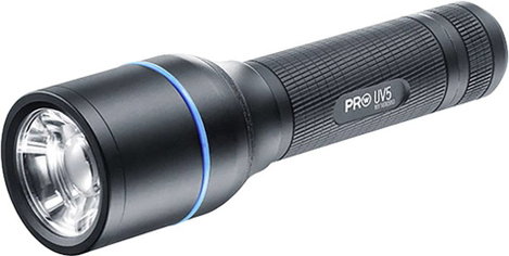 UV LED-es zseblámpa tokkal, csuklópánttal, elemes, 3,5 óra 140 g, Walther Pro UV5 3.7077