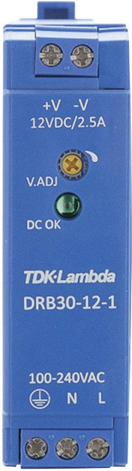TDK-Lambda DRB30-12-1 Kalapsínes tápegység 12 V/DC 2.5 A 30 W Kimenetek száma:1 x Tartalom, tartalmi
