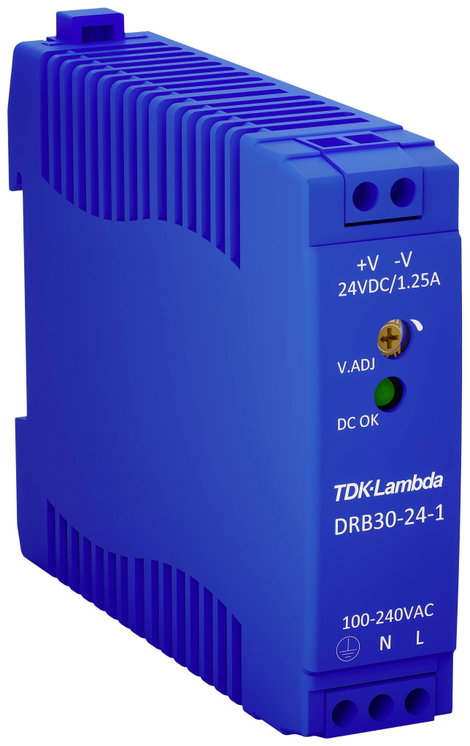 TDK-Lambda DRB30-24-1 Kalapsínes tápegység 24 V/DC 1.25 A 30 W Kimenetek száma:1 x Tartalom, tartalm