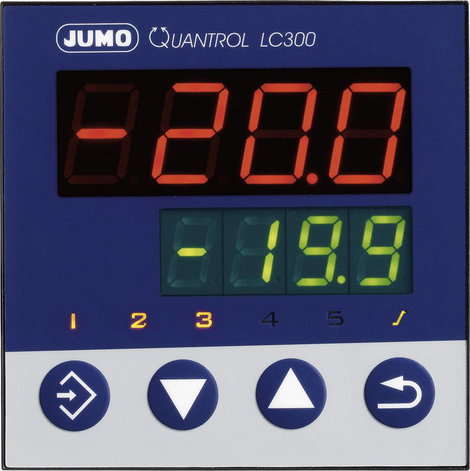 Jumo Quantrol LC300 Hőmérséklet szabályozó L, J, T, K, E, N, S, R, Pt100, Pt1000, KTY Relé, 3 A (H x
