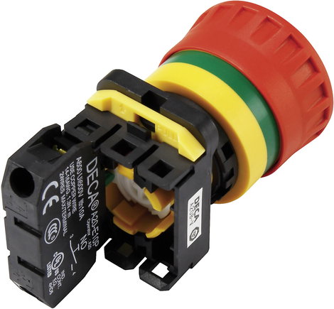 DECA A20B-V4E12R Vészkikapcsoló érintkező elemmel 240 V/AC 6 A 1 záró, 2 nitó IP65 1 db 2. kép