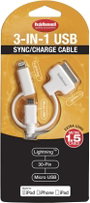 Hähnel Fototechnik USB töltőkábel USB-A dugó, Apple Lightning dugó, USB mikro B dugó, Apple 30 pólus 2. bélyegkép