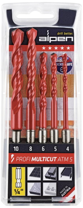 Alpen MultiCut 100805100 Keményfém Többcélú fúró készlet 5 részes 1/4 (6,3 mm) 1 készlet