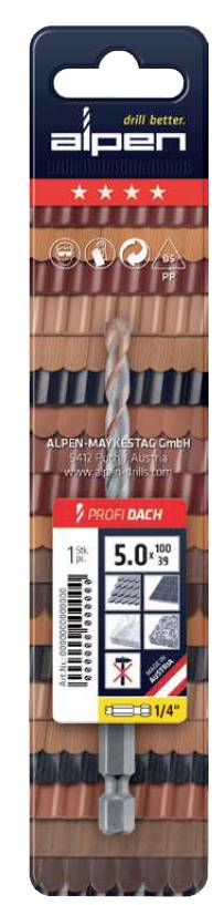 Alpen ALPEN-MAYKESTAG 25200350100 Tetőcserép fúró 3.5 mm Teljes hossz 100 mm 1/4 (6,3 mm) 1 db 2. kép