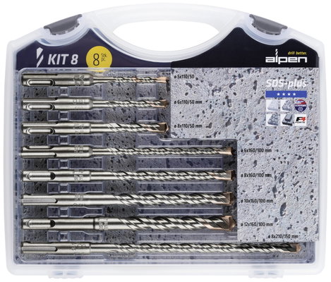 Alpen 80704100100 Keményfém Kalapácsfúró készlet 8 részes 5 mm, 6 mm, 6 mm, 8 mm, 8 mm, 8 mm, 10 mm,