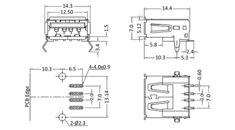 USB A alj Alj, beépíthető, vízszintes UBU1ASMD 1 port UBU1ASMD econ connect Tartalom: 1 db 2. kép