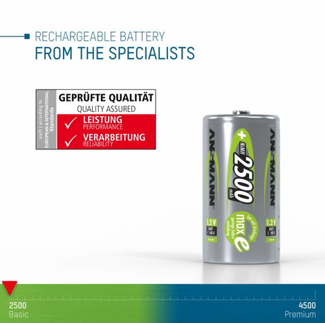 Babyakku Ansmann maxE HR14 NiMH 1.2 V 2500 mAh 2 db 6. kép