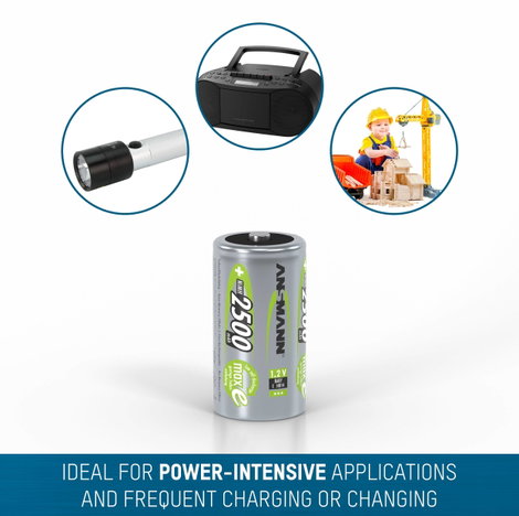 Babyakku Ansmann maxE HR14 NiMH 1.2 V 2500 mAh 2 db 7. kép